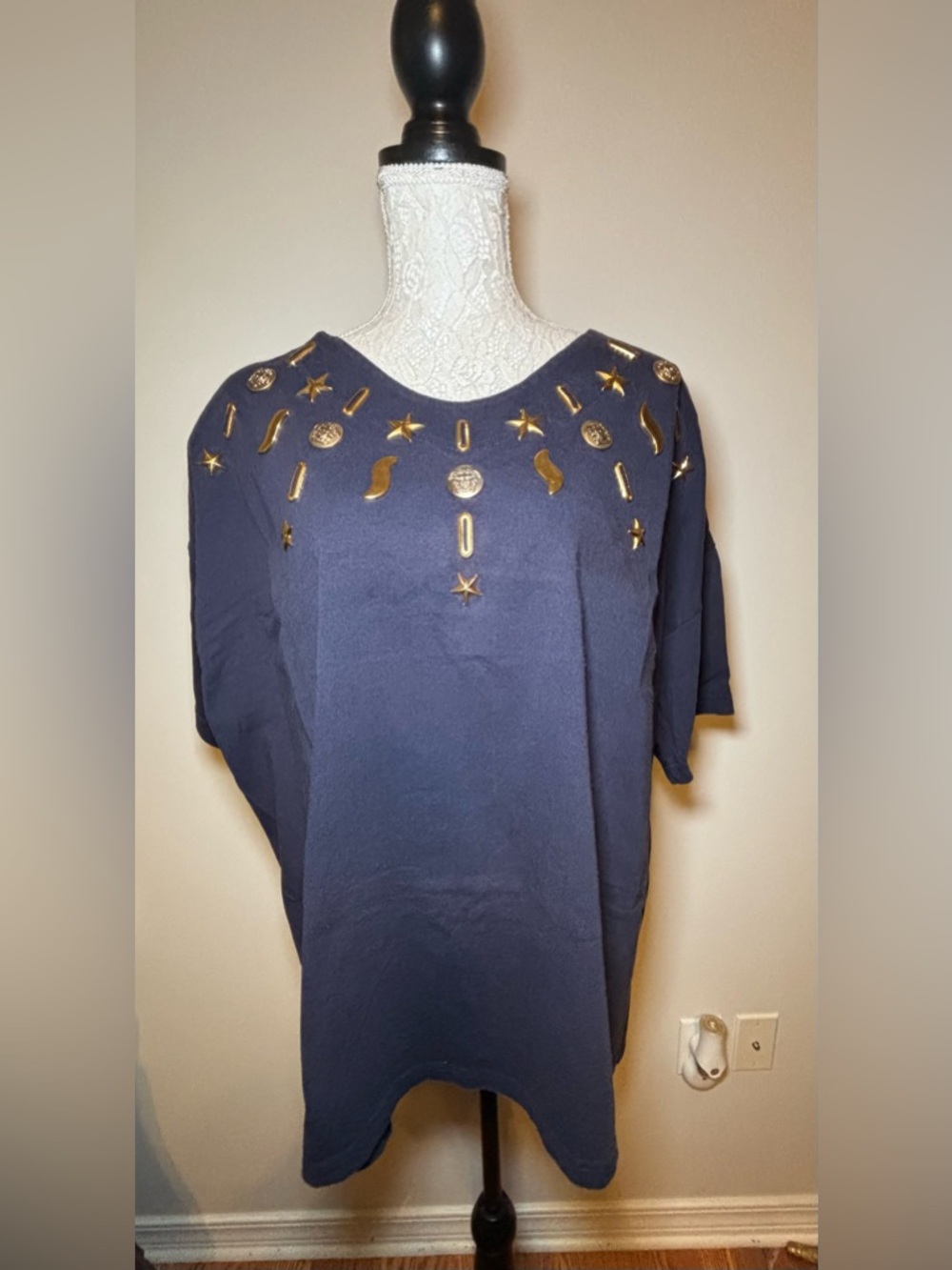 Vintage 90s Entity Heavy Metal Embellished Tunic Top XL